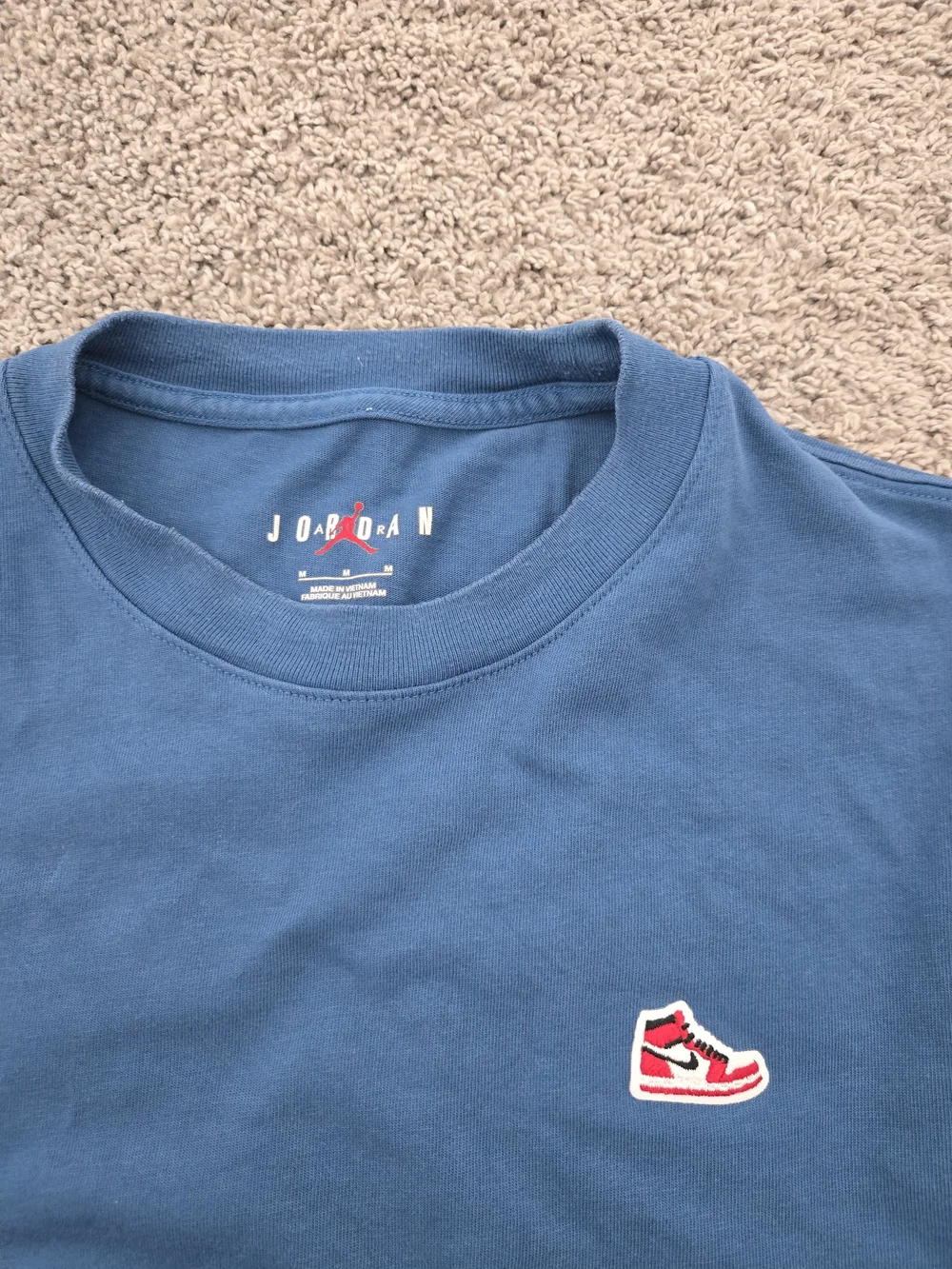 Jordan Short-Sleeve Crewneck Tee in Blue with Red Logo